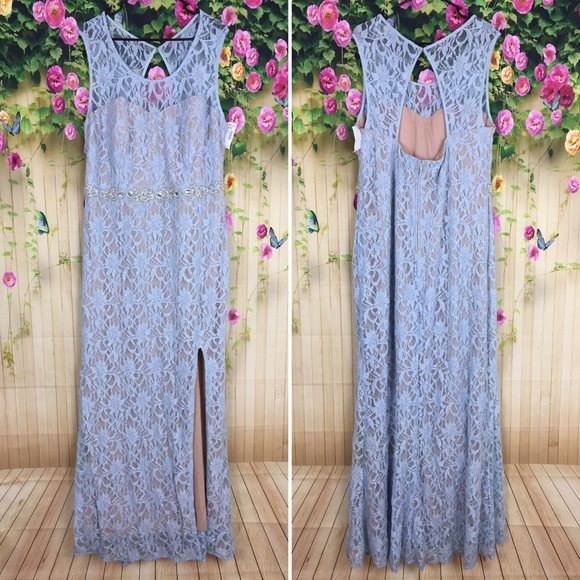 Deb Dresses & Skirts - NWT Deb Blue Lace Jeweled Belt Plus Size Dress